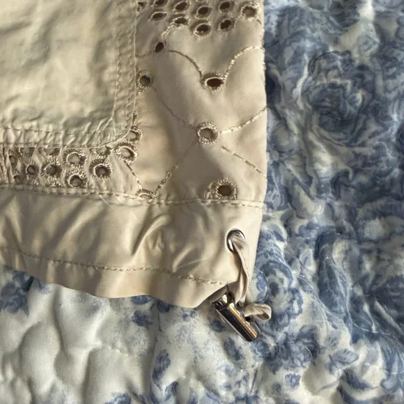 White House Black Market Cream Eyelet Bomber Jacket - Picture 8 of 10